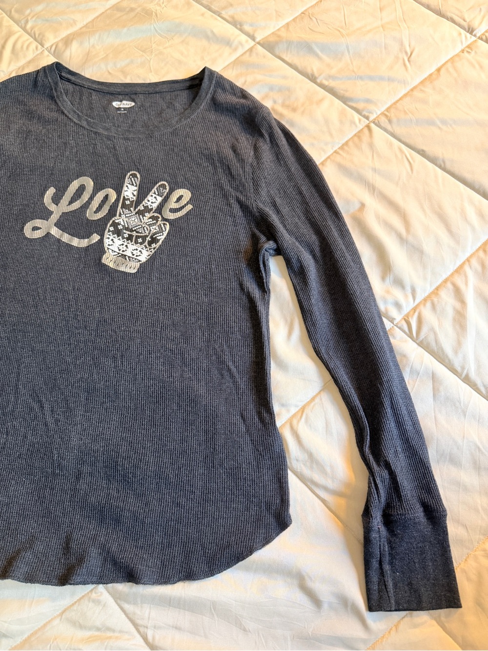 Old Navy Navy Blue 'Love' Peace Sign Long-Sleeve Tee